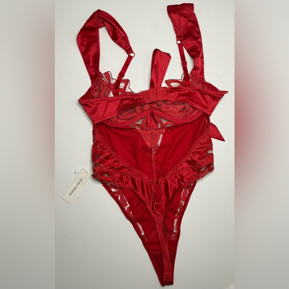 For Love & Lemons Red Lace Hallie Teddy Bodysuit Size XS NWT - Picture 5 of 10